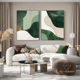 Pure Green Minimalist Art Living Room Set Of 2 Art Green Wall Decor The Art Behind The Sofa Advanced Green Wall Art Green Texture Art
