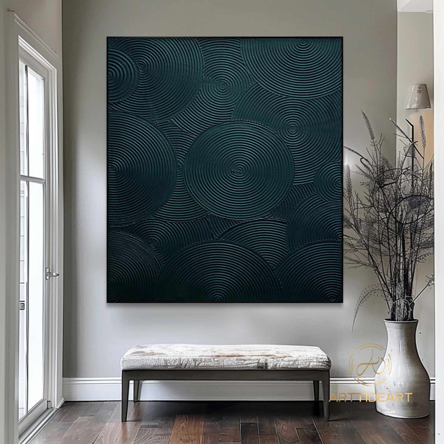 Wabi Sabi Wall Art Green 3D Texutre Painting Green Minimalist Abstract Art Green Arch Wall Art Green Texture Wall Art Modern Wall Decor