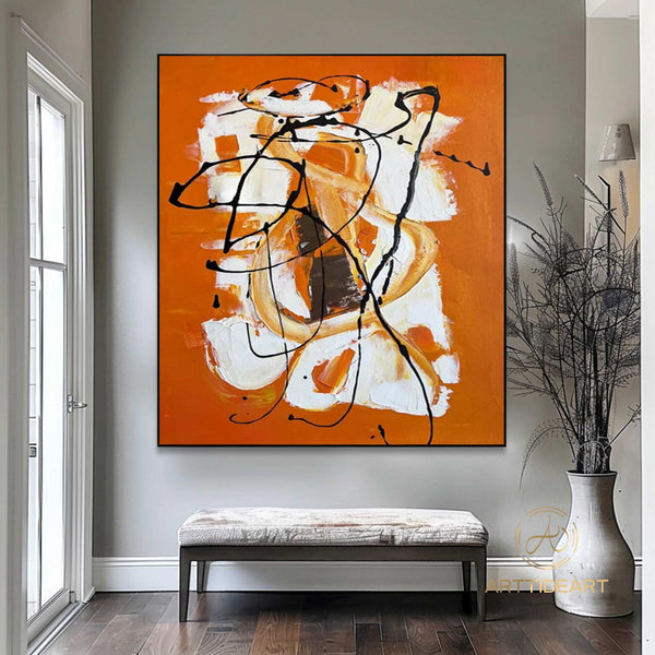 Large Abstract Painting Colorful Painting On Canvas Orange Painting Bright Wall Art Modern Wall Decor Orange Abstract Original Painting art