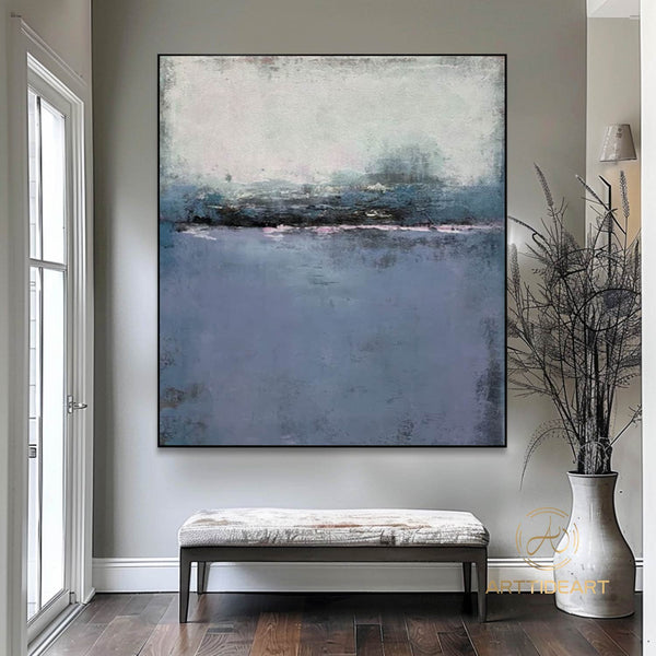 Original Navy Blue Painting Grey Canvas Painting On Canvas Texture Art Abstract Acrylic Art Extra Large Painting on Canvas Modern Art