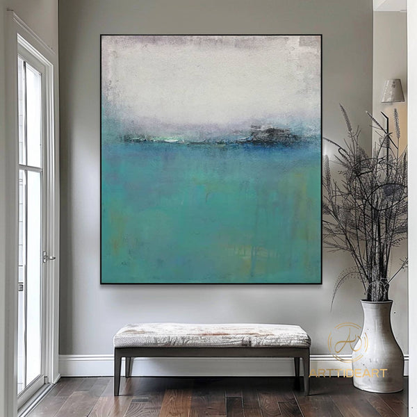 Original Abstract Painting Minimalist Abstract Painting Large Abstract Painting Blue Painting Green Painting Large Wall Canvas Painting
