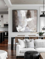 Extra Large Wall Art Abstract Brown Painting,Gray Painting,White Painting,Original Dine Room Wall Art,Landscape Painting,Painting On Canvas