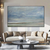 Sky And Sea Painting beach Abstract acrylic Painting Original Abstract Coastal painting Landscape Canvas Art Large White Cloud Painting