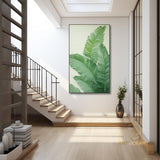 3D Minimalist Wabi Sabi Green Leaves Painting on Canvas Modern Minimalist Textured Wall Art Neutral Home Decor Large Living Room