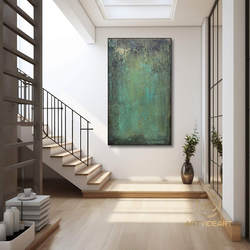 Green minimalism painting green wall art green canvas painting green abstract art green canvas wall art Large green abstract painting