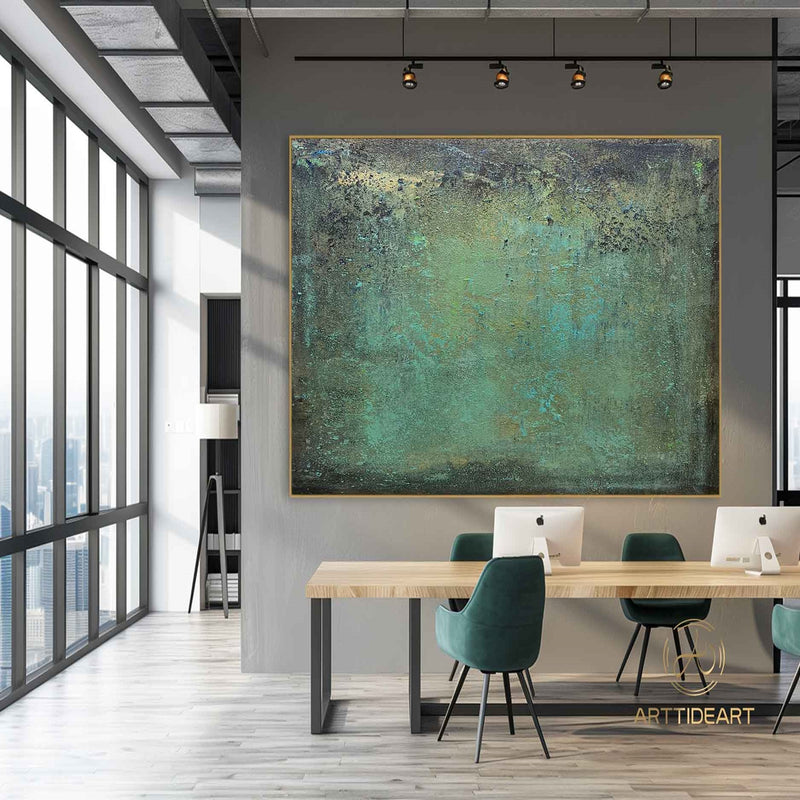 green wall art Green minimalism painting green canvas painting green abstract art green canvas wall art Large green abstract painting