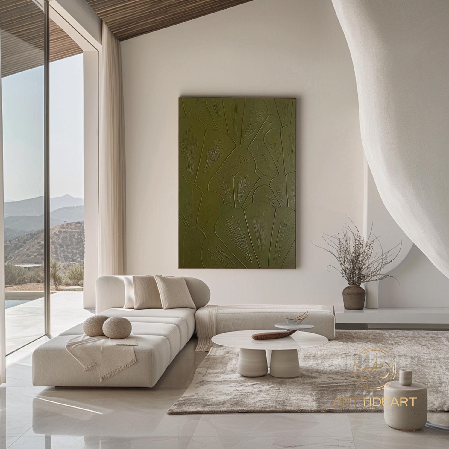Large Green Texture Painting Green Abstract Line Art Green Minimalist Painting On Canvas Wabi Sabi Wall Art Neutral Green Texture Wall Art