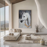 Horse painting,Horse art,Oversize Horse Painting,Original white horse large painting, Hand Made Wall Art ,Oil Painting,Acrylic painting