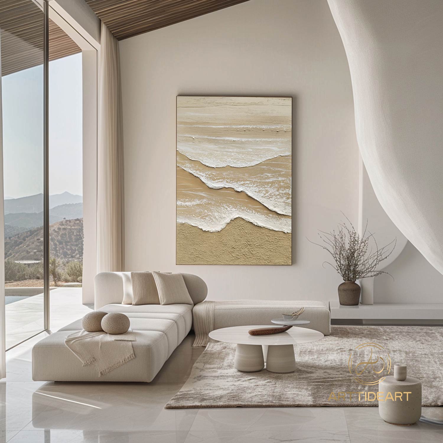 White ocean wave textured painting,sea beach painting,white textured abstract painting,ocean painting,ocean wave landscape painting