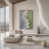 Light Green Sea Waves Beach Textured Painting On Canvas Original Ocean Beach Painting Seascape Wall Art Extra Large Wall Art Decor