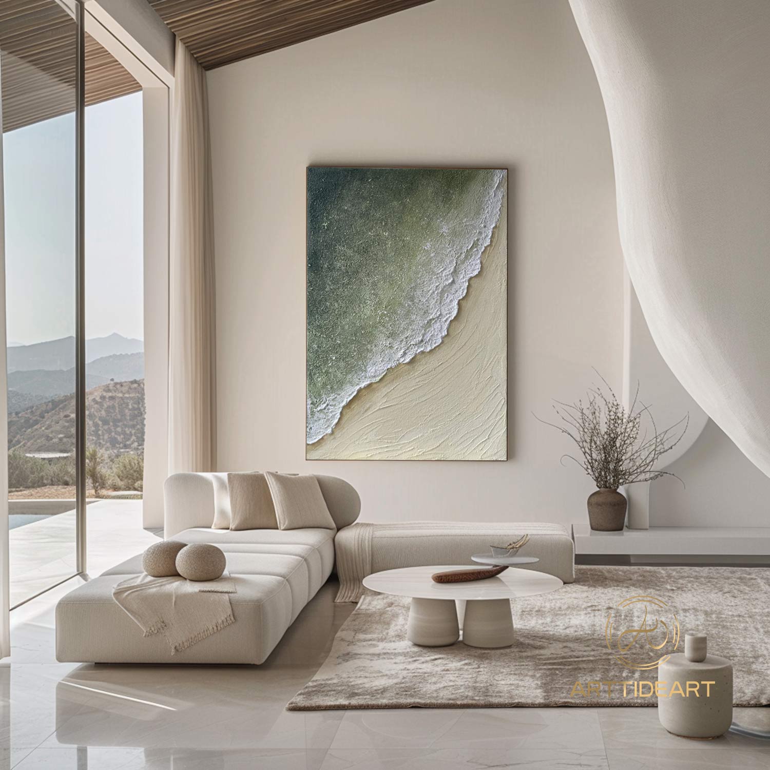 Original Sea Abstract Oil Painting,White Waves Texture Painting,Large Sky And Sea Painting,Large Ocean Canvas Painting,Living Room Art
