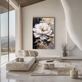 Abstract White Flower Oil Painting on Canvas, Large Wall Art, Original Floral Painting,Minimalist Art,Custom Painting,Living Room Decor Gift