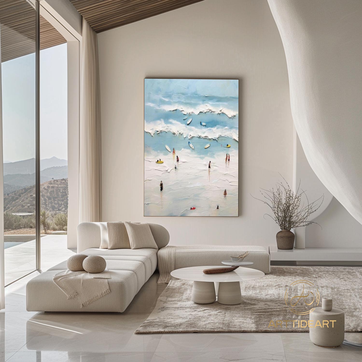 The Beach Joys Wall Art Hand Painted Extra Large Heavy Textured Painting Knife Palette Beach Painting Abstract Sea Wall Art Contemporary Art