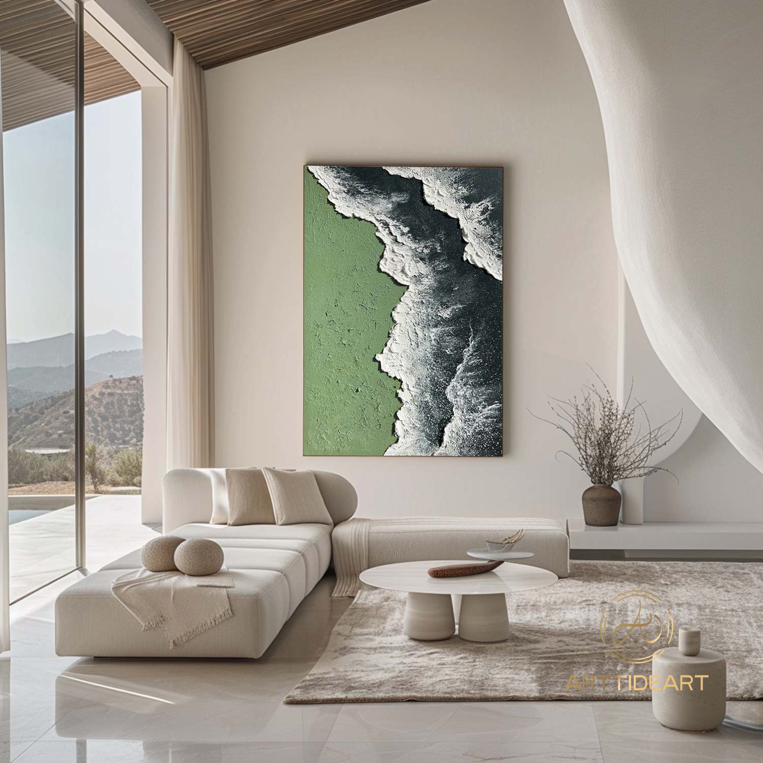 Original Ocean Wave Oil Painting On Canvas Abstract Texture Green Ocean Wave Painting Sea Wall Art Personalized Gifts Room Decor