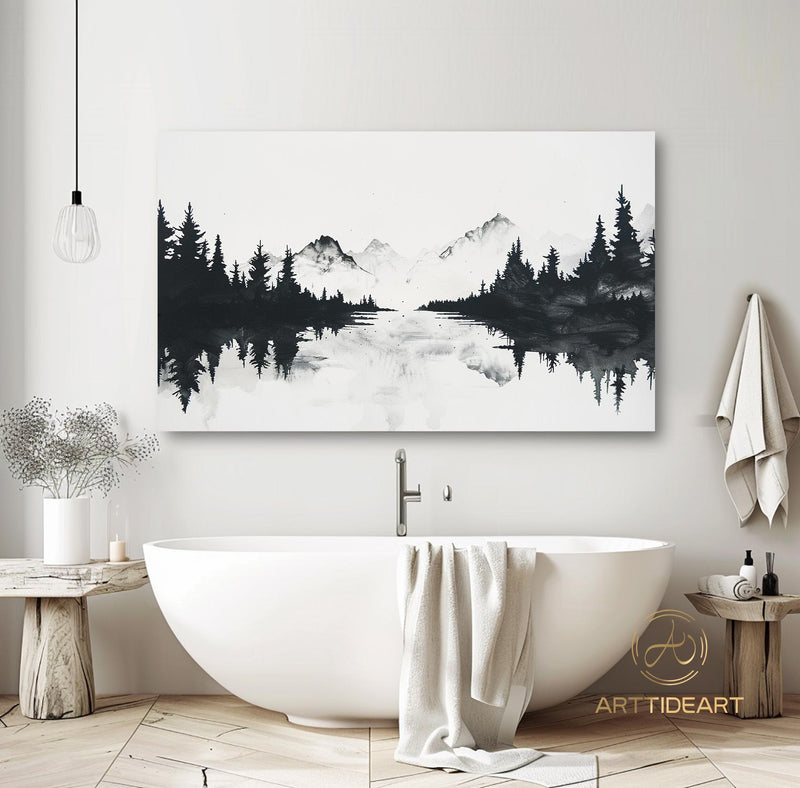 Large Abstract Forest Oil Painting On Canvas Black Tree wall Art Original Nature Landscape Painting Custom Painting Modern Living Room Decor