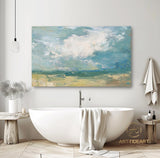 Large Sky And Sea Painting,Cloud Painting,Beach Texture Painting,Turquoise Sky Painting,abstract landscape Art,Wall Painting For Living Room