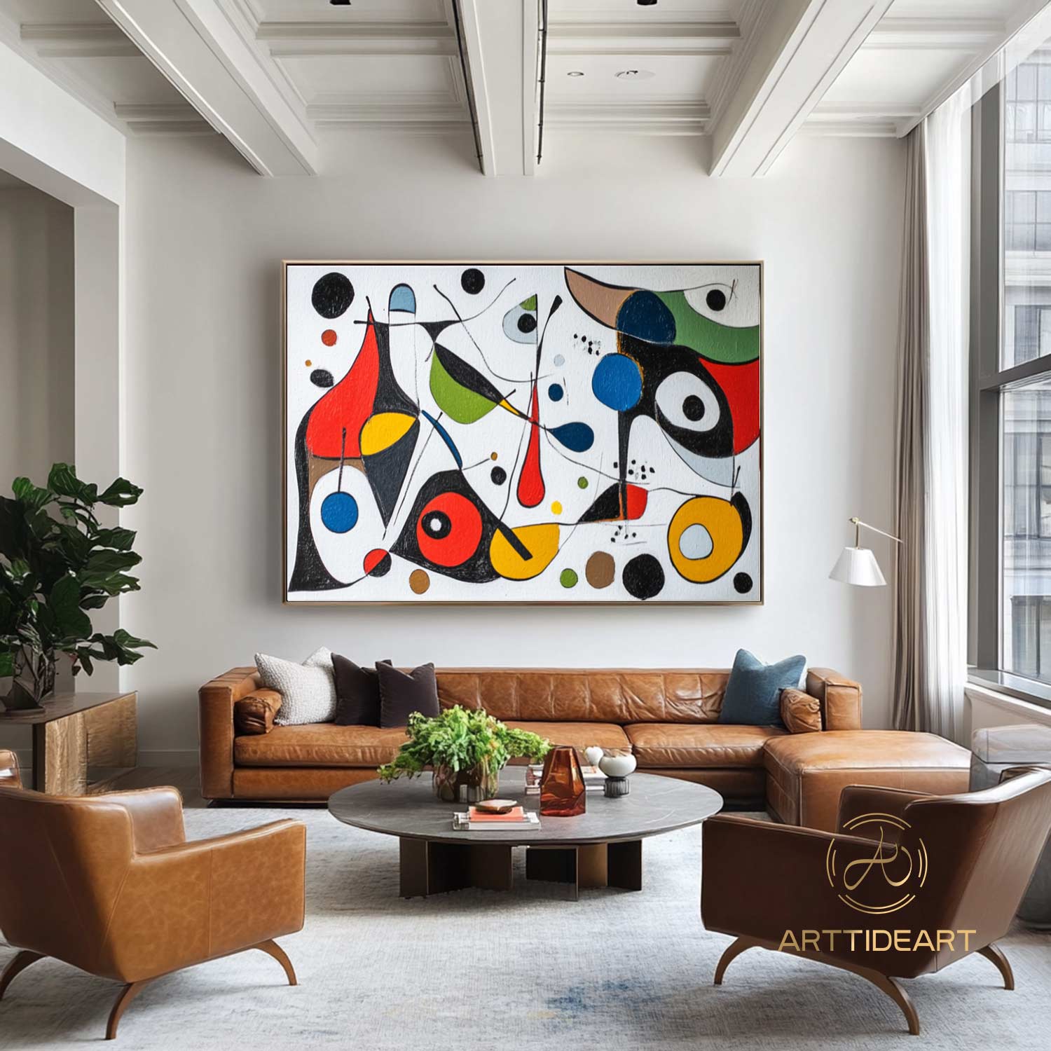 Large Abstract Colorful Painting on Canvas Colorful Textured Wall Art Modern Black and White  Painting Contemporary Living Room Art Vibrant Canvas Art