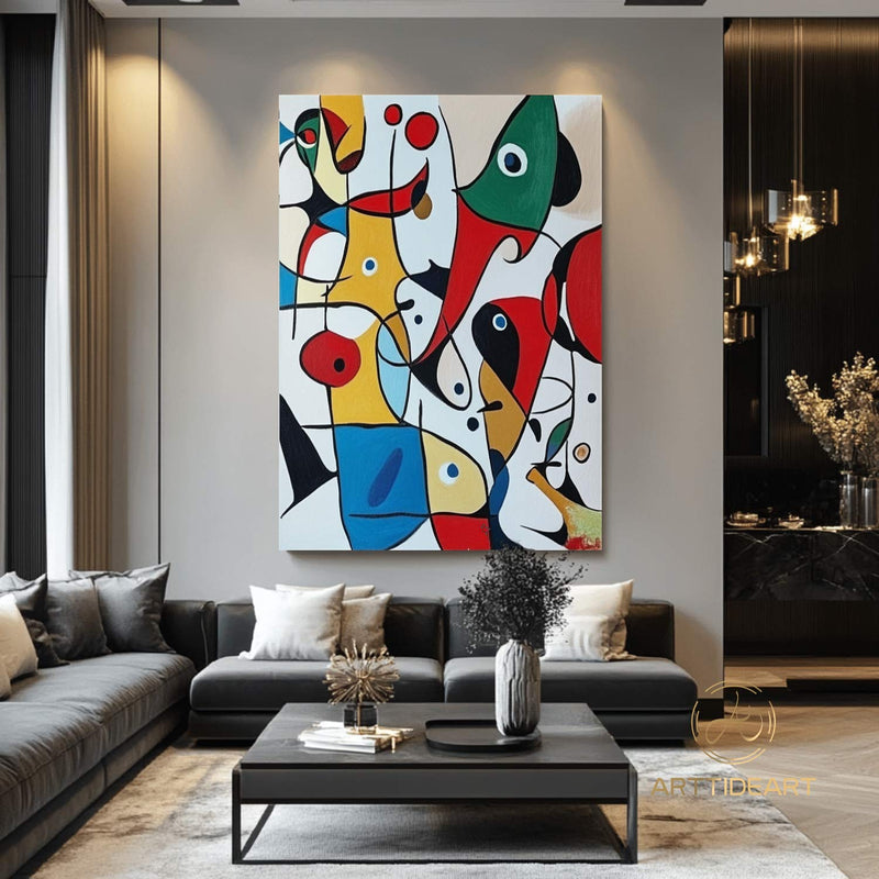 Large Abstract Colorful Painting,Abstract Colorful geometric Painting,Abstract Hand-painting Texture Colorful Wall Art Living Room Decor