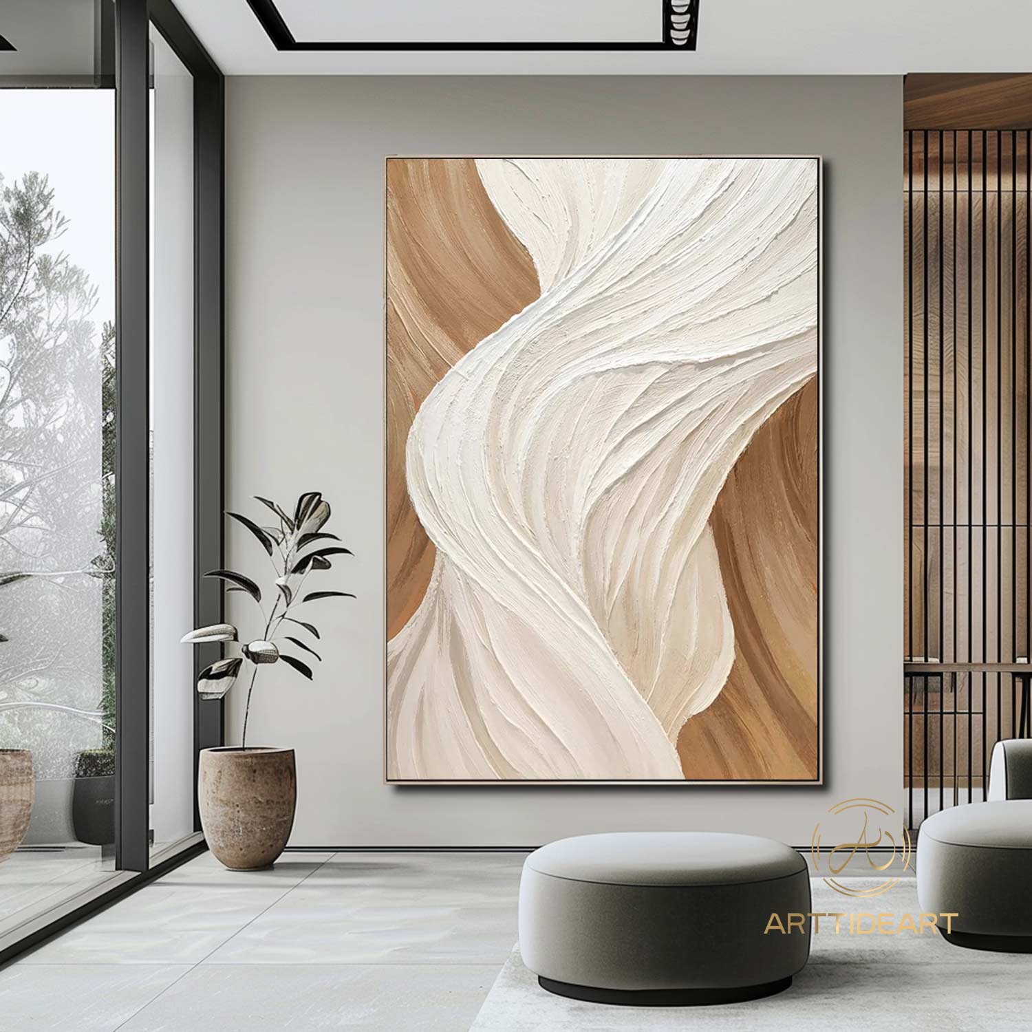 Brown Minimalist Wall Art Wabi Sabi Wall Art Brown and Beige 3D Texture Painting Brown Minimalist Painting Large Neutral Textured Wall Art