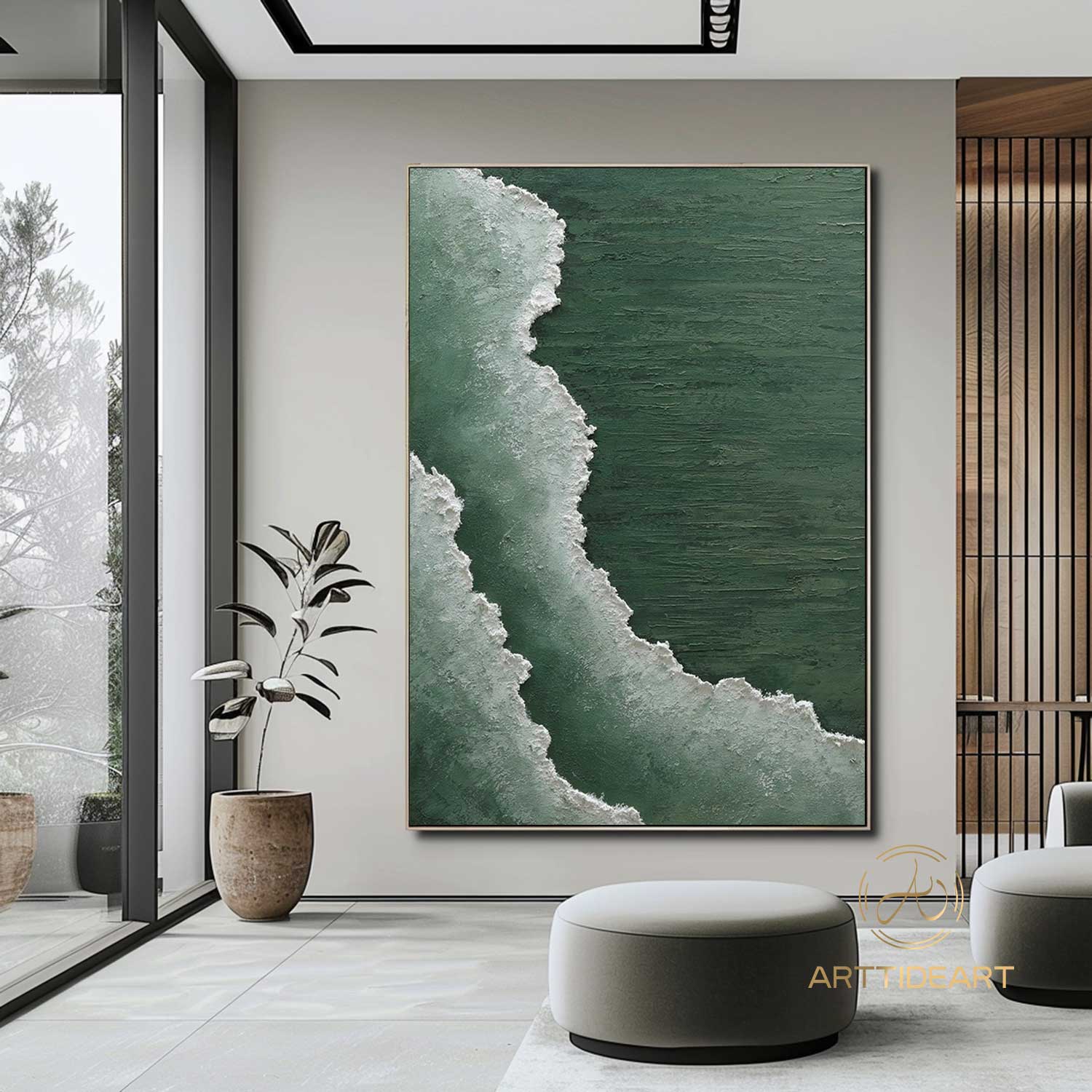 Green Minimalist Art Green White Texture Painting Green Canvas Wall Art Green White Texture Art Green And White Wall Art Green Wall Decor