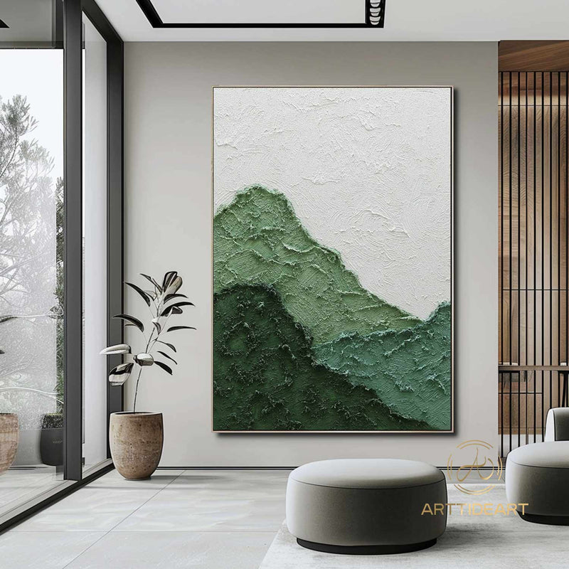 Green 3D Textured Painting Large Green Abstract Painting Green Minimalist Painting Green Wall Painting Green Wall Art Green Wall Decor