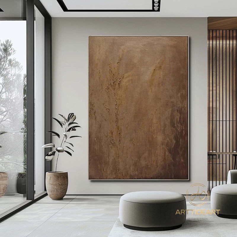 Brown Abstract Painting Wabi Sabi Wall Art Brown Minimalist Painting Neutral Brown Abstract Art Lare Earth Tone Modern Painting Home Decor