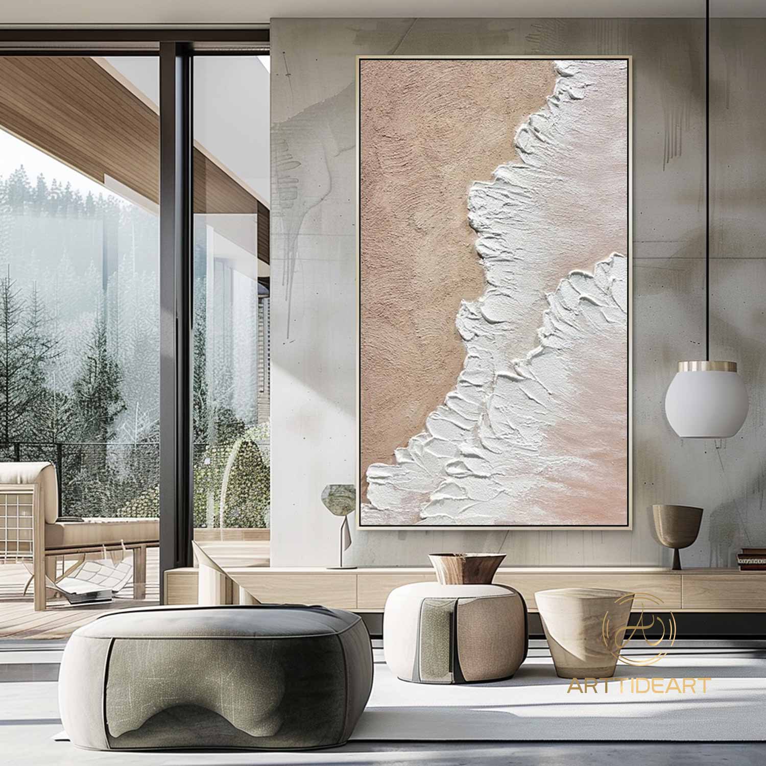 Original Ocean Wave Oil Painting on Canvas, Large Wall Art, Abstract Sea Landscape Painting Beach Decor, Boho Wall Decor Living Room Art