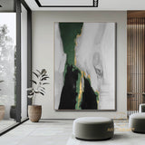 Large Original Abstract Painting Grey Green Gold Leaf Painting Minimalist Abstract Painting Extra Large Wall Canvas Painting For Living Room