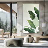 Large Nordic Green Beige abstract wall Green 3D texture painting abstract leaf painting modern living room abstract painting Minimalist Art