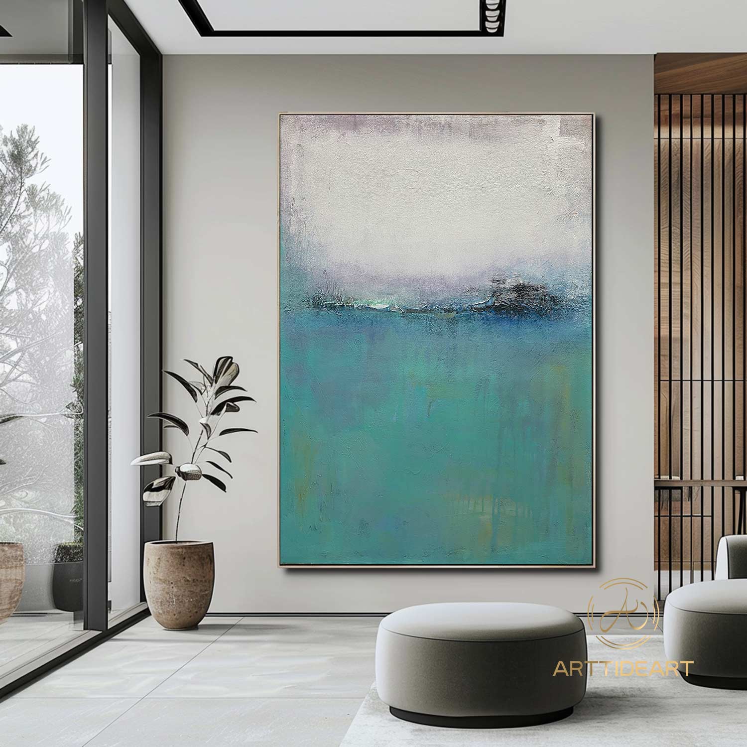 Original Abstract Painting Minimalist Abstract Painting Large Abstract Painting Blue Painting Green Painting Large Wall Canvas Painting