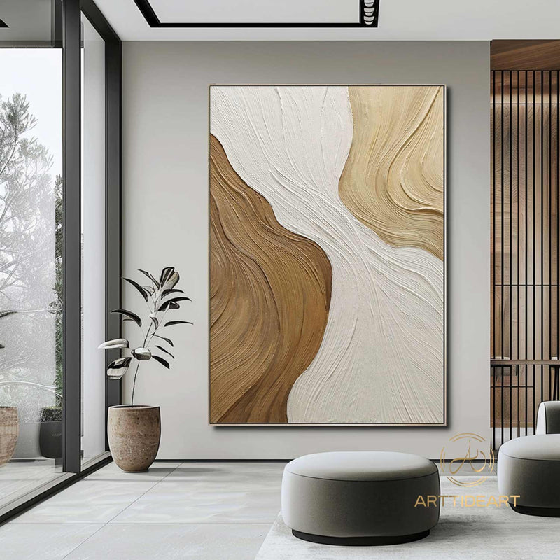 Wabi Sabi Wall Art Brown 3D Textured Painting on Canvas Earth Tone Minimalist Painting Neutral Brown Minimalist Wall Art Boho Texture Art