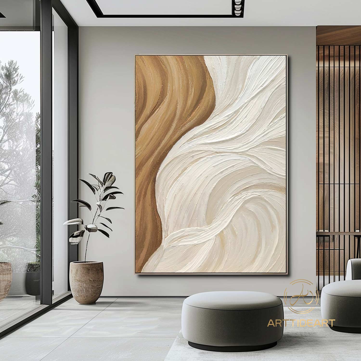 Beige Brown Texture Wall Art Wabi Sabi Wall Art Large Beige Minimalist Canvas Painting Neutral Minimalist Wall Art Modern Texture Painting