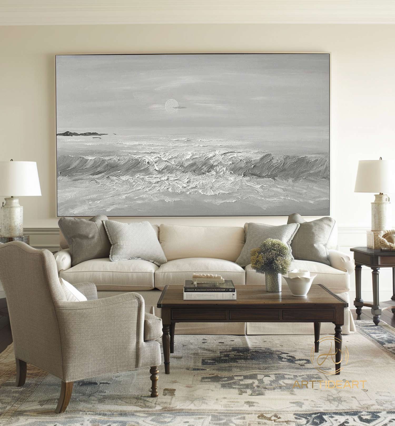 Abstract Beach Oil Painting On Canvas, Original Sea Painting, Large Wall Art, Ocean Wall Art, Custom Painting Living room Decor Beach Decor