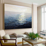 large abstract sunset painting blue sea abstract painting ocean painting coastal painting on canvas seascape painting landscape painting