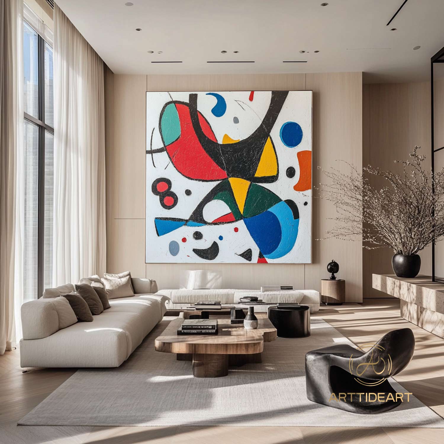Large Abstract Colorful Painting,Abstract Colorful geometric Painting,Abstract Hand-painting Texture Colorful Wall Art Living Room Decor