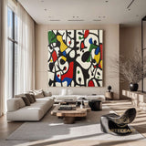 Large Abstract Colorful Painting,Abstract Colorful geometric Painting,Abstract Hand-painting Texture Colorful Wall Art Living Room Decor