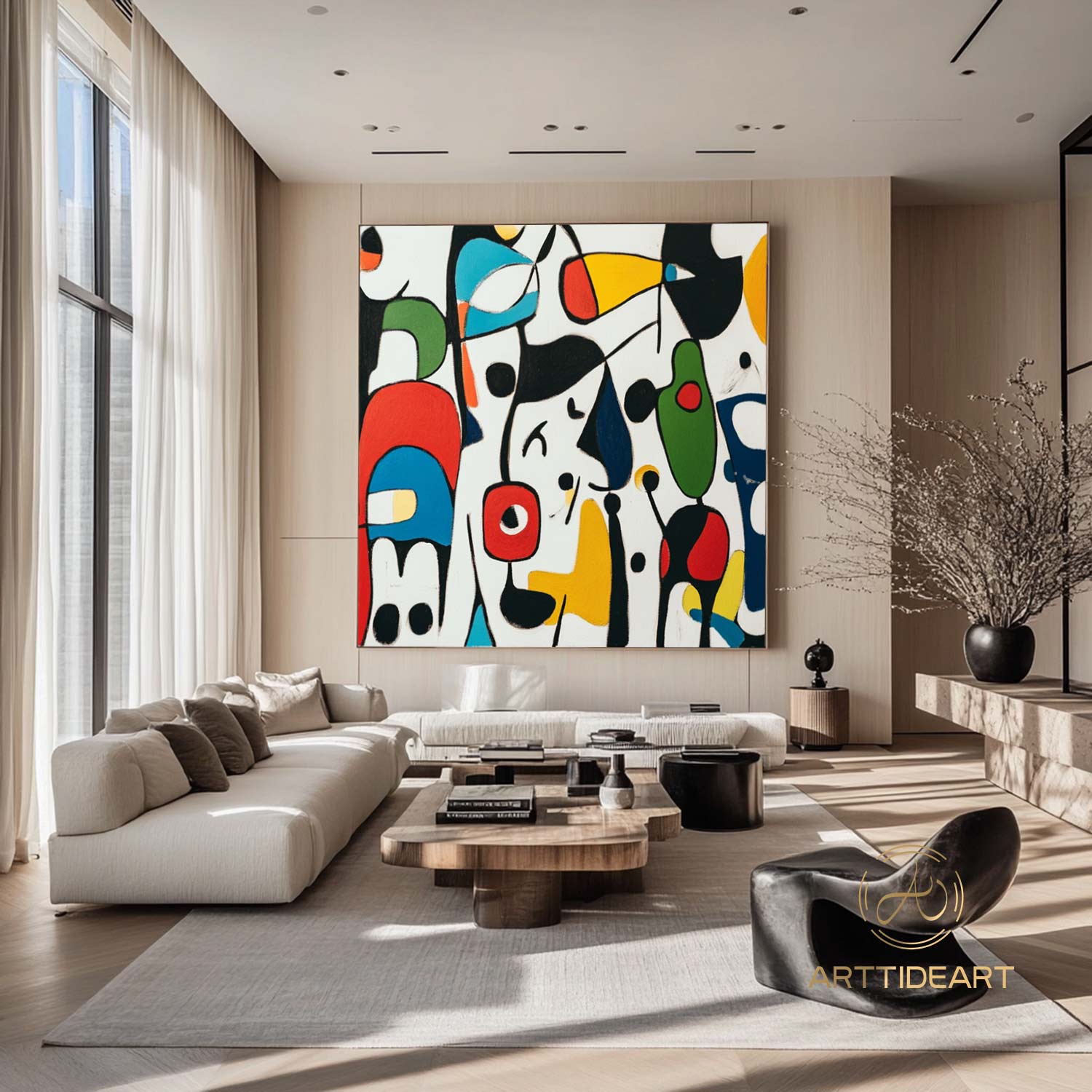 Large Abstract Colorful Painting,Abstract Colorful geometric Painting,Abstract Hand-painting Texture Colorful Wall Art Living Room Decor