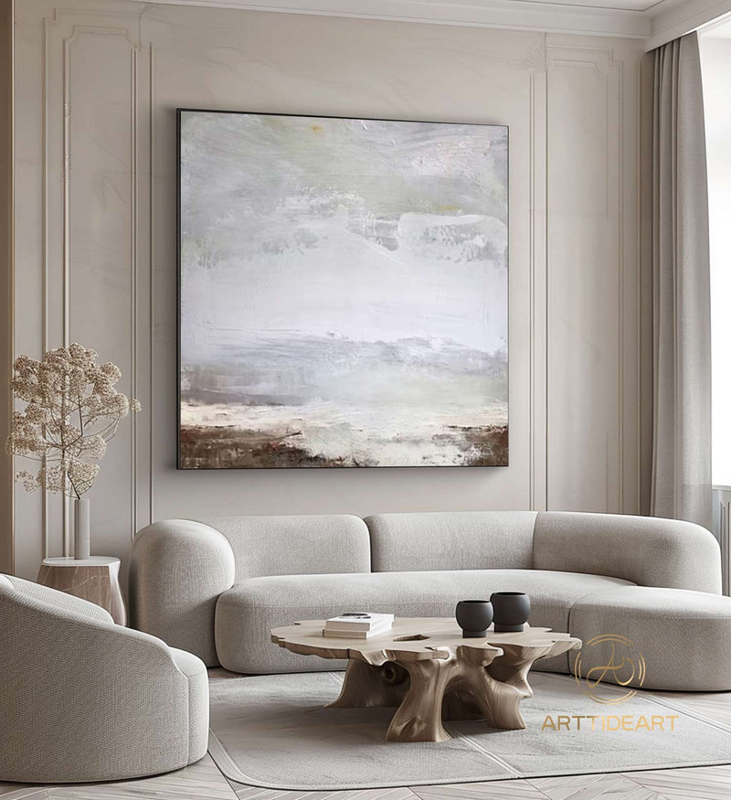 Large Beige Abstract Landscape Painting,Bright Brown Painting Original Abstract Coastal Landscape Beach Landscape Wall Art Sky Art Painting