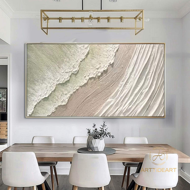 White ocean wave textured painting,sea beach painting,white textured abstract painting,ocean painting,ocean wave landscape painting