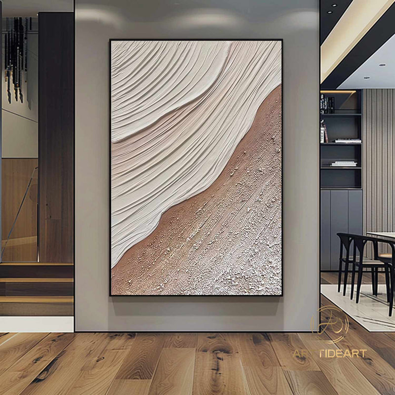 Minimalist Beach Oil Painting on Canvas Abstract Large Wall Art Custom Painting Original Texture Ocean Wall Decor Modern Living Room Art