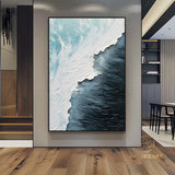 Ocean Waves Abstract Painting on Canvas Blue Abstract Painting 3D Textured Wall Art Abstract Minimalist Paintin Living Room Painting