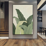 Large Nordic Green Beige abstract wall Green 3D texture painting abstract leaf painting modern living room abstract painting Minimalist Art