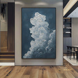 Original white cloud wall art blue wall art abstract art painting minimalist wall art Indigo art blue sky wall art night sky painting