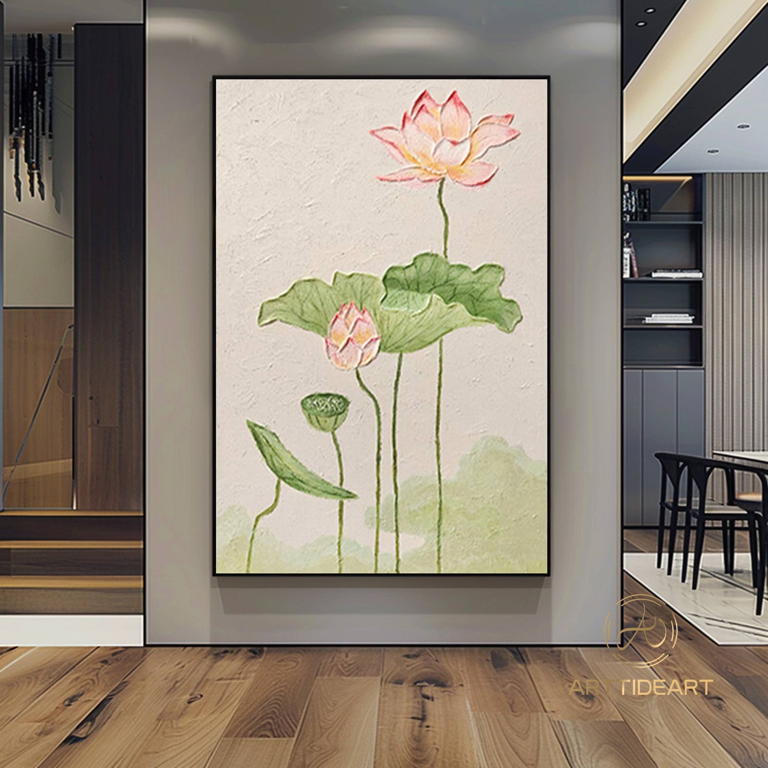 Lotus Acrylic Painting on Canvas Lotus Painting Original Abstract Painting Landscape Painting Impression Art Contemporary Art