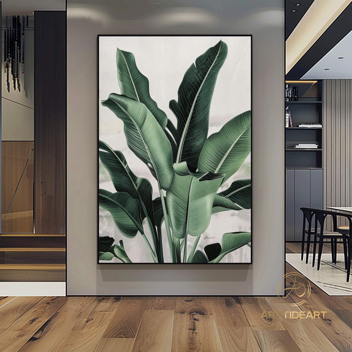 Original Abstract Banana Leaves Wall Art Painting Tropical Banana Leaf Painting Palm Painting Hand Painted Thick Texture Modern Wall Art   
