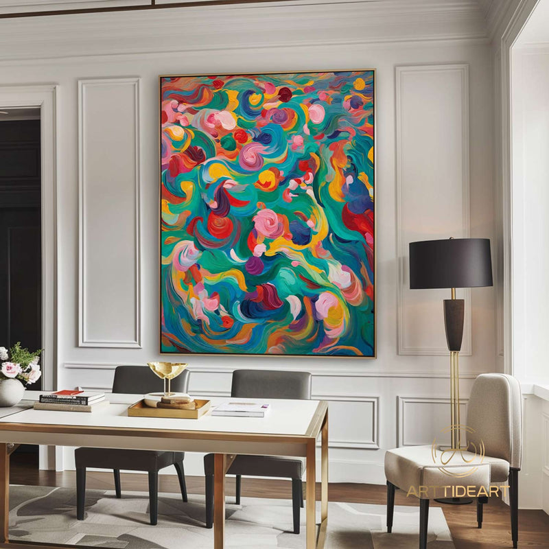 Colorful texture wall art colorful painting colorful wall art green yellow blue abstract wall art Henri Matisse style impressionist painting