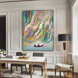 Colorful texture wall art sea wave painting colorful wall art green yellow blue abstract wall art Henri Matisse style impressionist painting