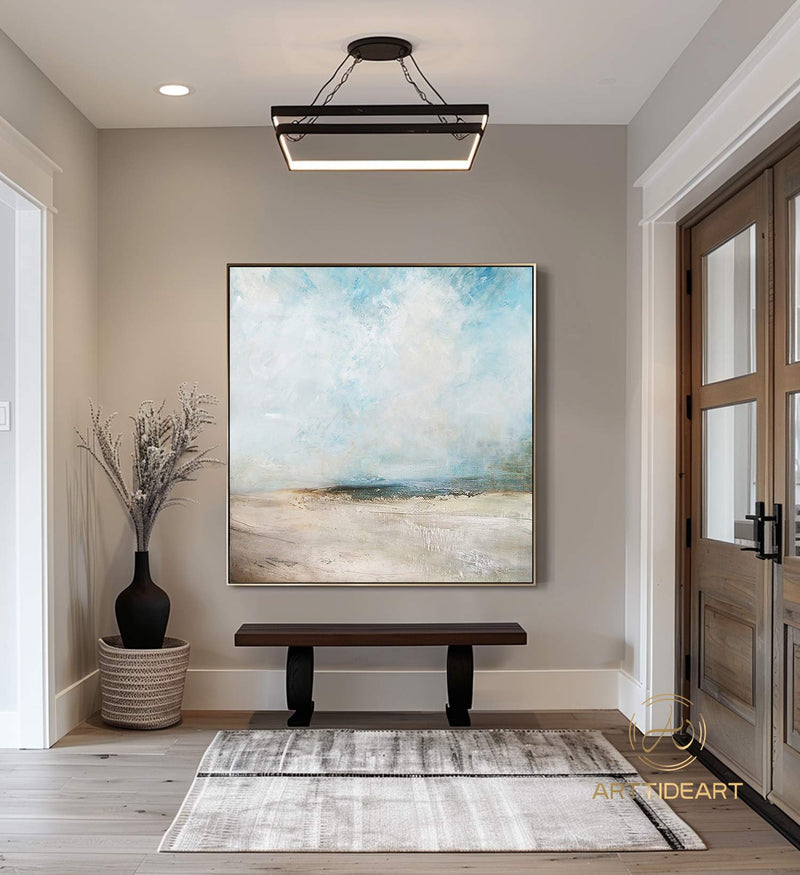 Original Beach Abstract Painting Large Sky And Sea Painting Large Ocean Canvas Painting Cloud Painting Painting For Living Room Seascape Art