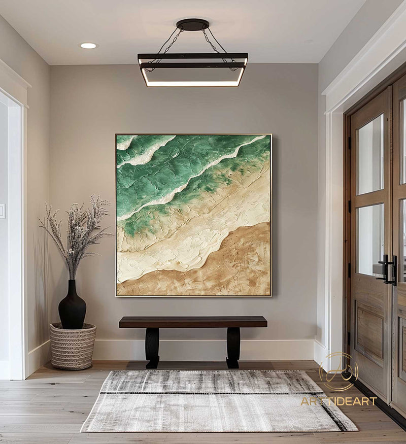 Large Wall Art Abstract Ocean Painting 3D Ocean Texture Painting Ocean Waves Painting Original Ocean Art Original Beach Home Decor