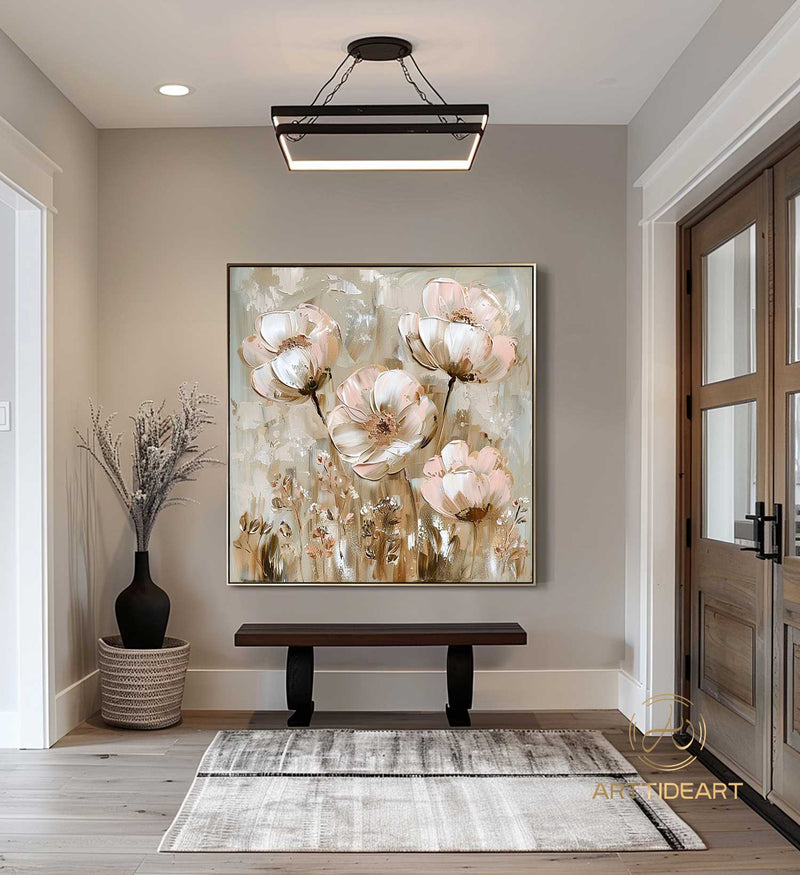 Original Colorful Flower Painting on Canvas Textured Wall Art Custom Canvas Art Floral Painting Modern Art Living Room Wall Art Fancy Art